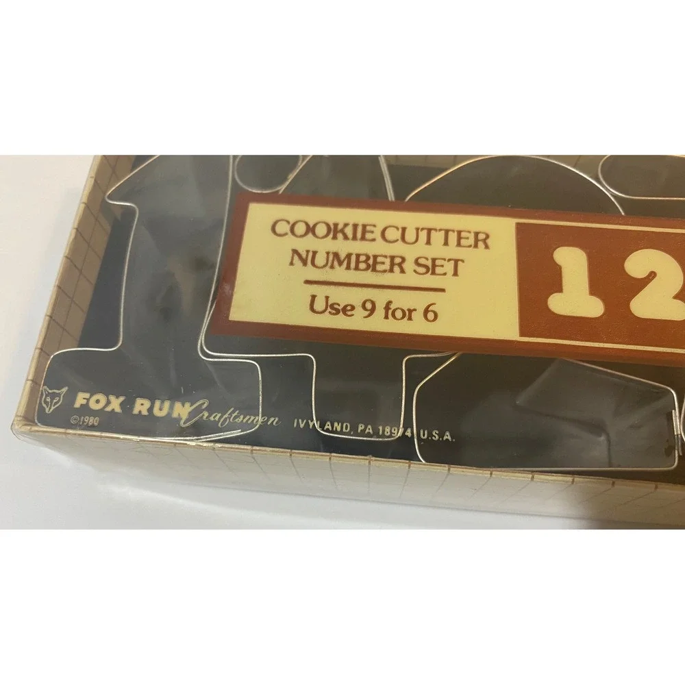 Vintage Fox Run Craftsmen Number Cookie Cutter Set‎ 1980 Tin Steel 3687 9pc